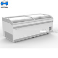 Supermarket frost free curved glass chest display freezer